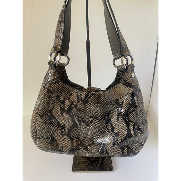 Coach Soho Lynn Faux Python Embossed 3 Compartment Snakeskin Hobo Purse Bag - Picture 5 of 12